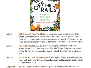 Tetbury Goods Shed - Highlights for July and August 2025